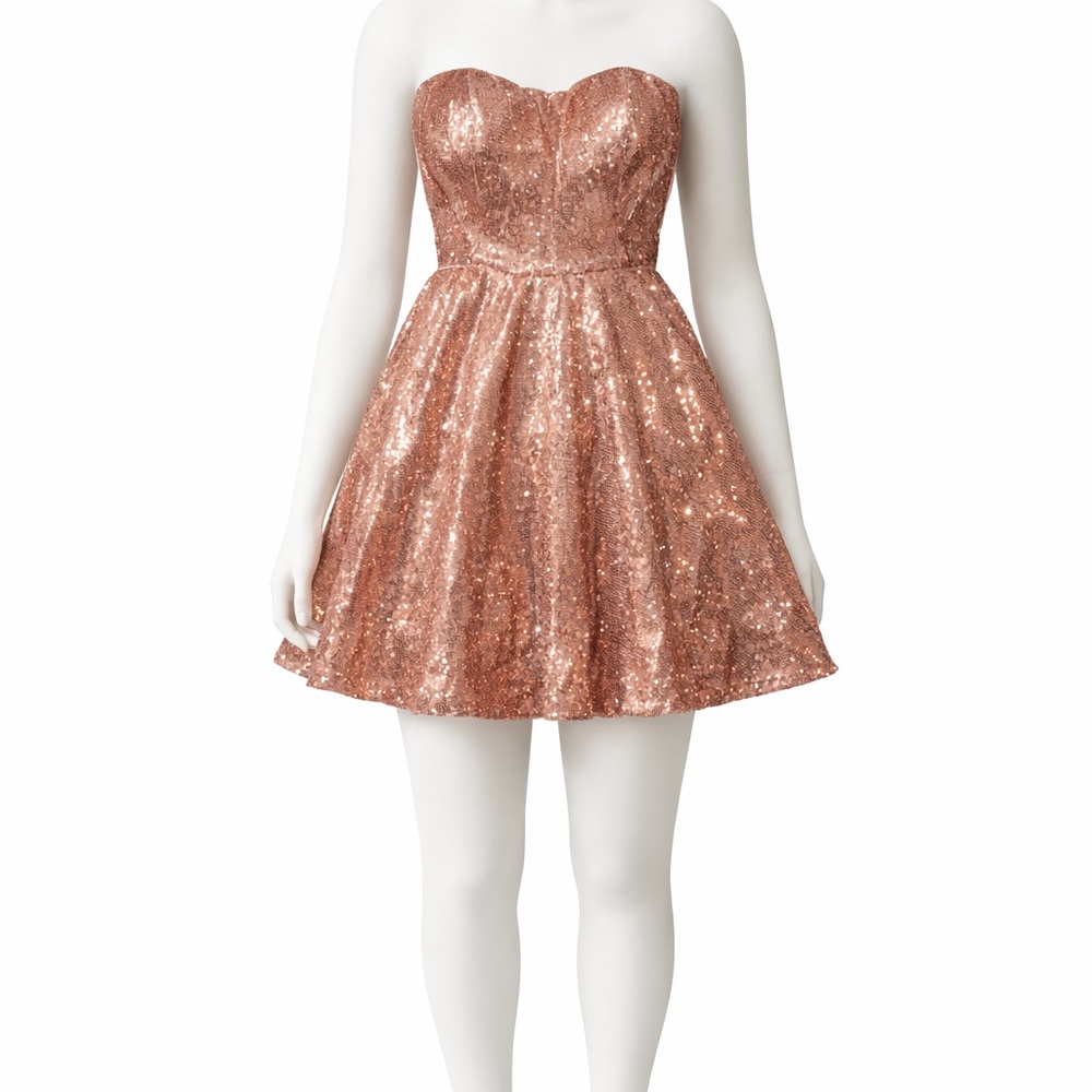 Forever 21 Sparkling Strapless Dress in Rose Gold